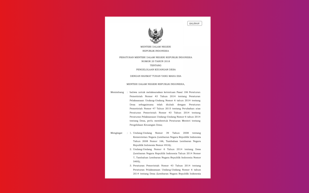 Kemendagri – Permendagri No 20 Tahun 2018 Pengelolaan Keuangan Desa