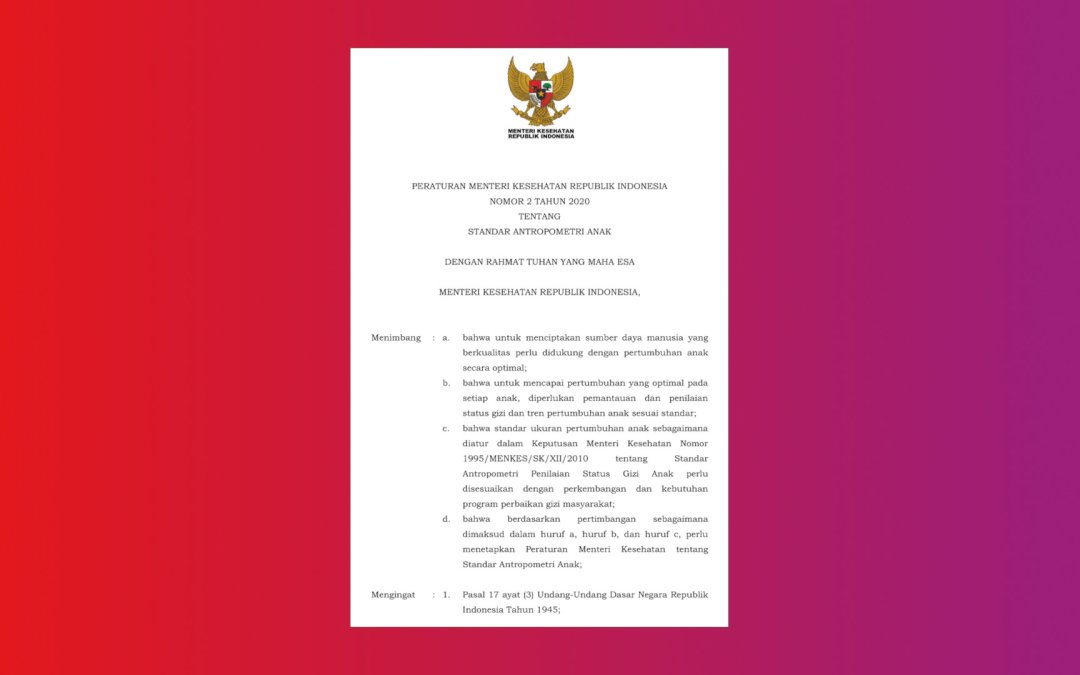 Standar Antropometri Anak Peraturan Menteri Kesehatan Nomor 2 Tahun 2020