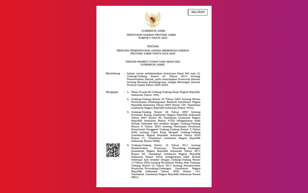 RPJMD Provinsi Jambi Tahun 2025–2029 Peraturan Daerah Nomor 4 Tahun 2025